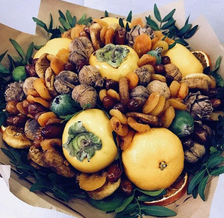 новогодний съедобный букет, зимний съедобный букет