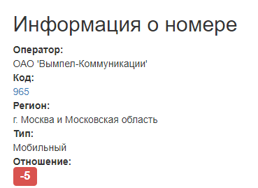 неизвестный номер телефона