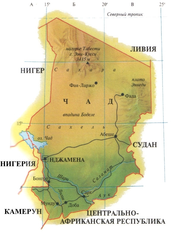 чад, карта